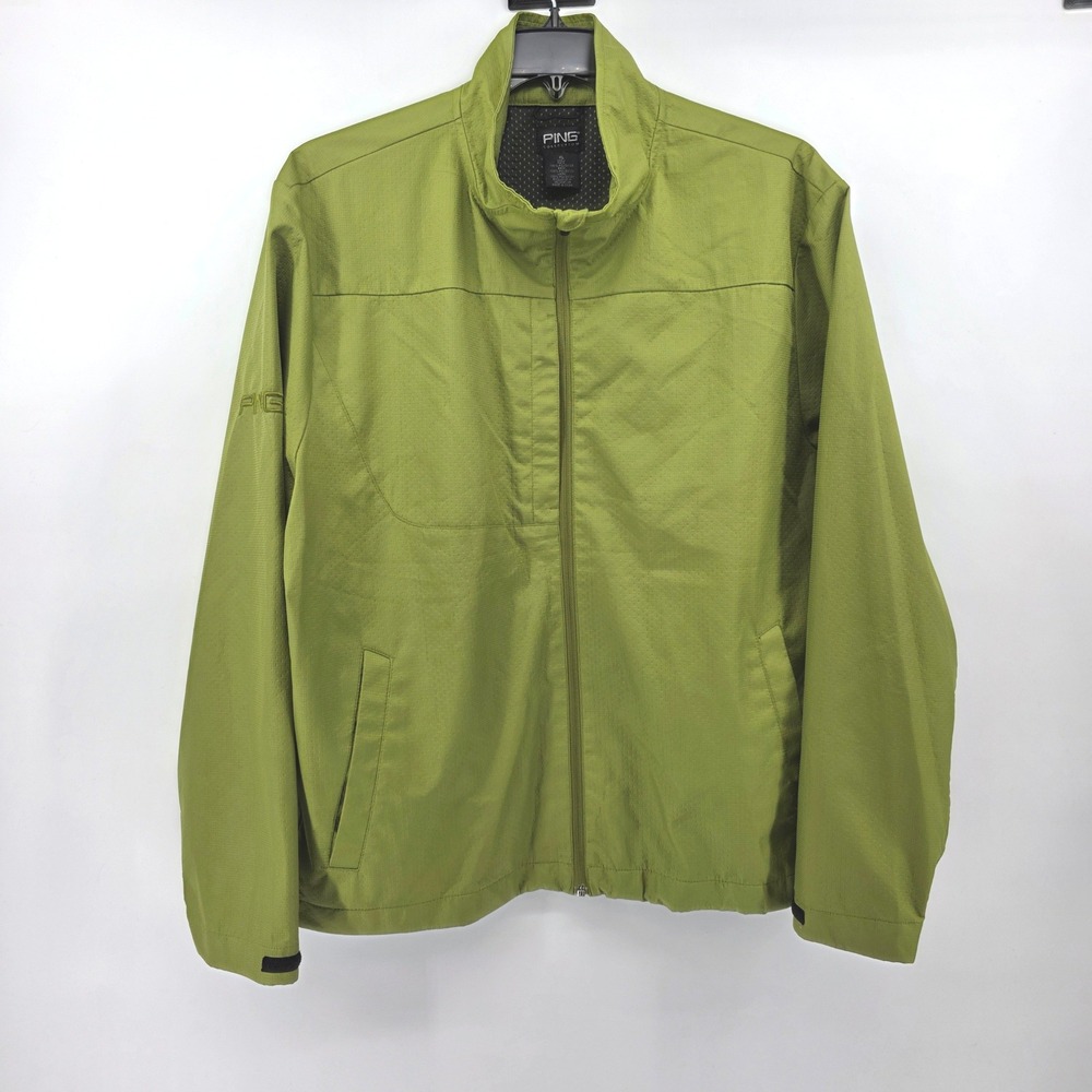 Ping Collection Mens XL Green Full Zip Golf Windbreaker Jacket Ripstop Lined